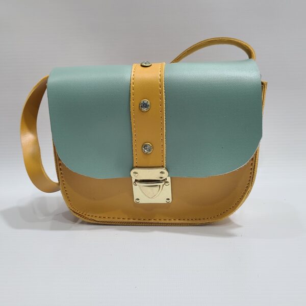 Two-Tone Crossbody Hanging Bag with Golden Clip