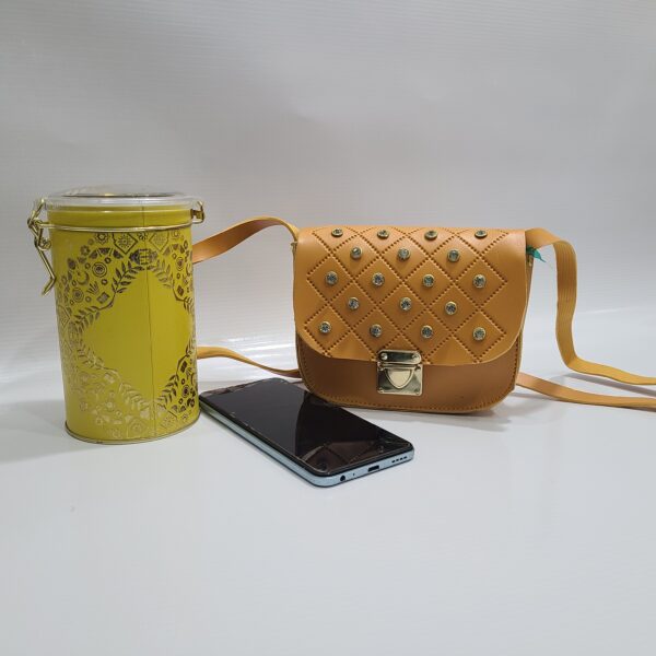 Trendy Quilted Crossbody Bag with Gold Studs – Available in Multiple Colors - Image 9