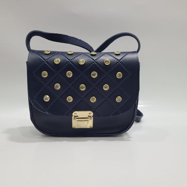 Trendy Quilted Crossbody Bag with Gold Studs – Available in Multiple Colors - Image 4