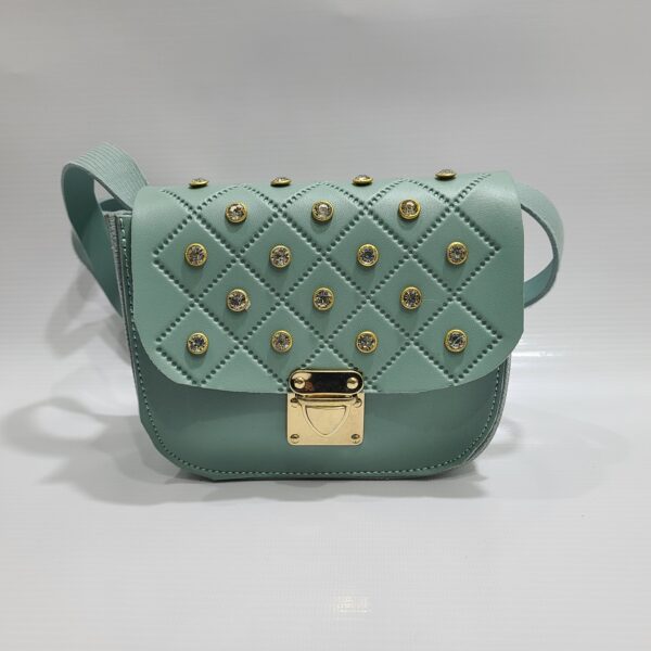 Trendy Quilted Crossbody Bag with Gold Studs – Available in Multiple Colors - Image 6