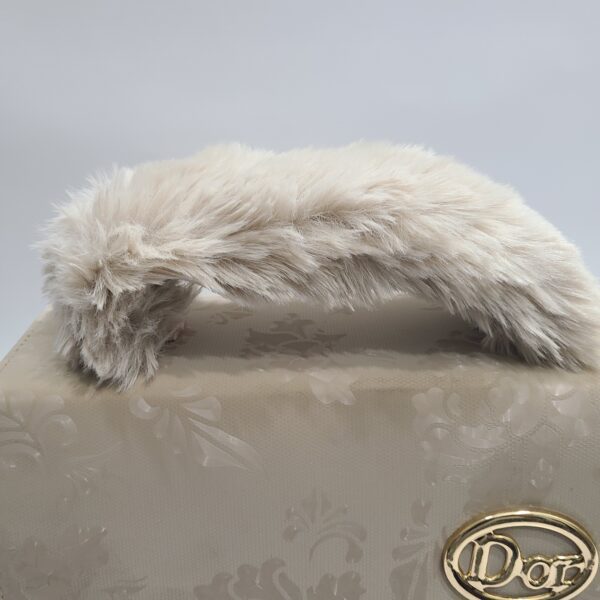 Trendy Handbag with Fur Handle & Rotating Lock - Image 6