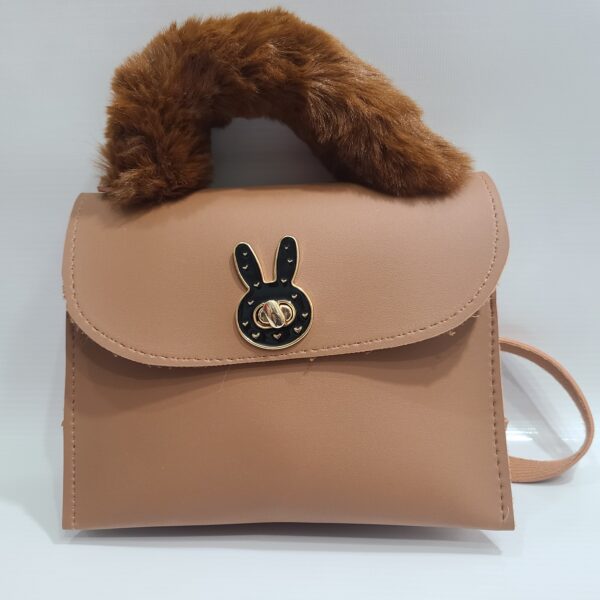 Chic Faux Fur Handle Mini Shoulder Bag with Bunny Design – Elegant and Trendy - Image 4